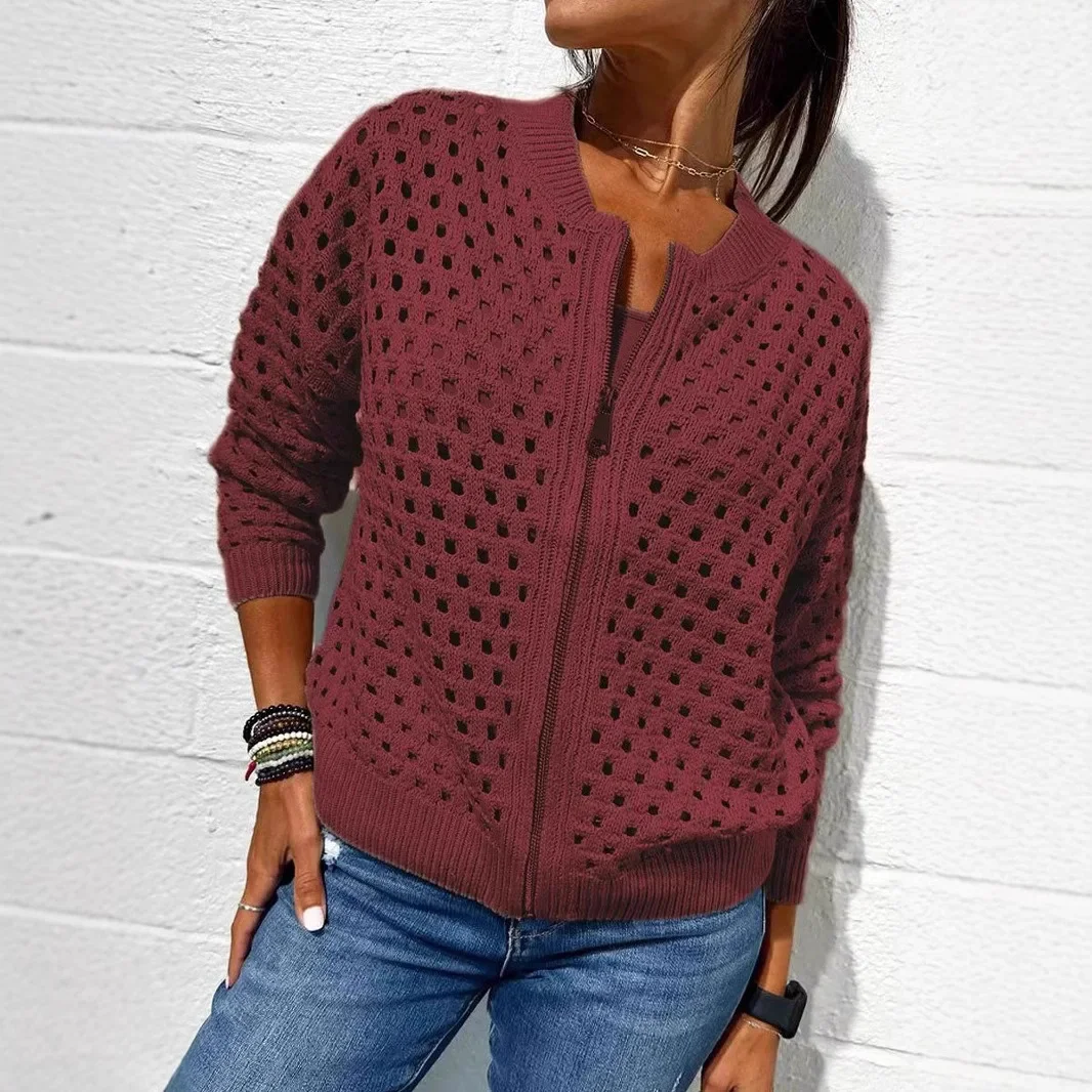 Jaqueta Ana Bella™ em Tricô Vazado com Zíper Frontal / O Toque Suave de Quem Vive com Leveza! - Image 4